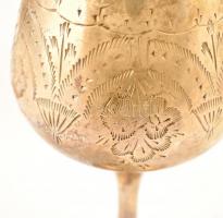 Ezüstözött alpakka boros pohár (2 db), gravírozott mintákkal, m:15,5 cm (2×)