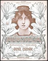 Dienzl Oszkár: Liliomszál. Kottafüzet. Szecessziós, Faragó Géza által tervezett litografált borítóval