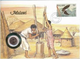 Malawi 1991. 1t felbélyegzett borítékban, bélyegzéssel, német nyelvű leírással T:1  Malawi 1991. 1 Tambala in envelope with stamp and cancellation, with German description C:UNC