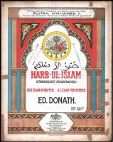 cca 1910 2 db török zeneműveket tartalmazó kottafüzet dekoratív címlapokkal: Harb-Ul-Islam. Az izlám fegyverben.; A török himnusz / 2 Turkish national song and war song notes