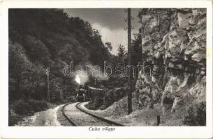 1940 Bakonyszentlászló, Cuha-völgyi vasútvonal, gőzmozdony, vonat + CSESZNEK postaügynökségi pecsét