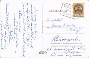 1940 Bakonyszentlászló, Cuha-völgyi vasútvonal, gőzmozdony, vonat + "CSESZNEK" postaügynök...