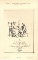 Darf ihs Dirndl liabn? II., Aus A. Hendschels Skizzenbuch No. 65., Verlag v. M. Hendschel / young man and his mother