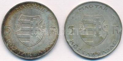 1947. 5Ft Ag "Kossuth" (2x) T:2,2- patina, ph. Adamo F8.1