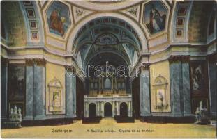 Esztergom, Bazilika, belső, orgona és az énekkar. Buzárovits Gusztáv kiadása