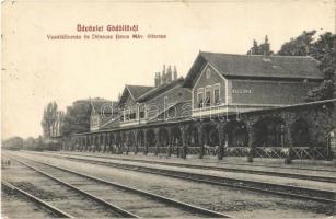 1914 Gödöllő, Vasútállomás és Démusz János MÁV étterme, gőzmozdony, vonat + Tábori Főpostahivatal 18. (EK)