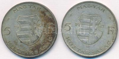 1947. 5Ft Ag "Kossuth" (2x) T:2,2- patina Adamo F8.1