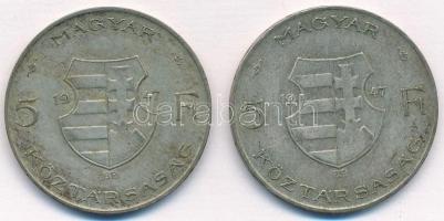 1947. 5Ft Ag "Kossuth" (2x) T:2- patina Adamo F8.1