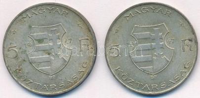 1947. 5Ft Ag "Kossuth" (2x) T:2,2- patina, ph. Adamo F8.1
