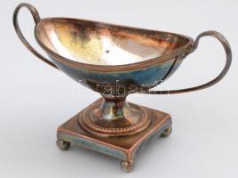 Alpakka szószos tálka, jelzés nélkül, m:7 cm, h:12,5 cm