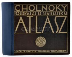 Dr. Cholnoky Jenő (szerk.): Földrajzi és statisztikai atlasz. 78 fő és 155 melléktérkép, világstatisztika. Szerk.: - -. Bp., 1929, Győző Andor. Második, javított kiadás. Egészvászon-kötés, javított kötéssel és gerinccel, az utolsó néhány lap szélén folttal.