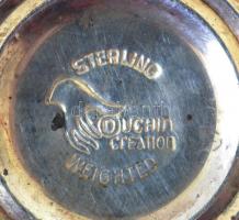 Ezüst (Ag.) só szoró, jelzett (Sterling), üvegbetéttel, m: 12 cm, bruttó:101 g