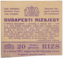 Budapest 1917. Budapesti Rizsjegy T:III vágott