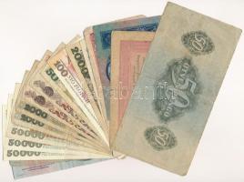 16db-os vegyes magyar és külföldi bankjegy tétel, közte 1848. 5Ft "Kossuth bankó" vörösesb...