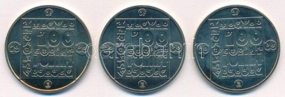 1985. 100Ft alpakka (3xklf) "Természetvédelem - Mocsári Teknős, Vadmacska, Vidra" T:BU Ada...