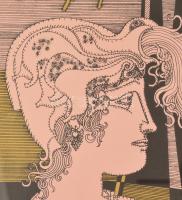 Szász Endre (1926-2003): Búcsú. Szitanyomat, papír, jelzett, üvegezett keretben, 29×43 cm