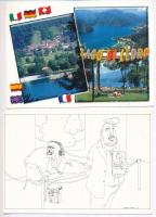 21 db MODERN külföldi városképes lap, érdekes anyag / 21 modern European town-view postcards