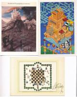 22 db MODERN motívum képeslap: sakk, érdekes és vegyes anyag / 22 modern Chess motive postcards
