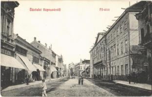 1909 Kaposvár, Fő utca, Megyeháza, Neumann Elek, Farkas üzlete. Kiadja Szabó Lipót