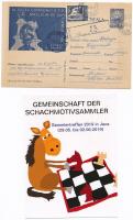 21 db MODERN motívum képeslap: sakk, borítékok és különlegességek / 21 modern Chess motive postcards...
