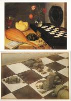 10 db MODERN motívum képeslap: sakk festmények / 10 modern Chess motive postcards: paintings