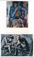 10 db MODERN motívum képeslap: sakk festmények / 10 modern Chess motive postcards: paintings