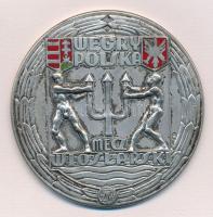 Lengyelország 1938. WEGRY POLSKA - MECZ WIOSLARSKI / POZNAN 1938 a magyar-lengyel úszó bajnokság zománcbetétes, jelzett Ag sport díjéreme (65,24g/0.800/54mm) T:2  Poland 1938. WEGRY POLSKA - MECZ WIOSLARSKI / POZNAN 1938 hallmarked Ag sports award medallion with enamel inlay of the Hungarian-Polish swimming championship (65,24g/0.800/54mm) C:XF