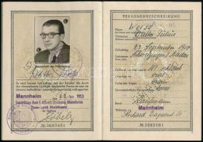 1953 Német útlevél érvénytelenítve