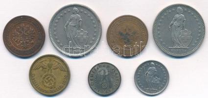 7db-os vegyes külföldi érme tétel, közte Orosz Birodalom 1880. 1k Cu, Svájc 1981. 2Fr T:2,2-
7pcs o...