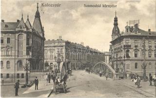 1912 Kolozsvár, Cluj; Szamos híd környéke, Fonciere biztosító / Somes river bridge, insurance company