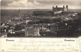 1901 Pozsony, Pressburg, Bratislava; látkép a várral / general view with the castle (EK)