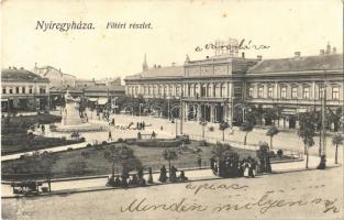 1915 Nyíregyháza, Fő tér, Városháza, Blumberg József üzlete, piaci árusok. Kiadja Szántó Ernő