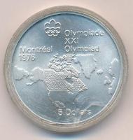 Kanada 1973. 5$ Ag "Montreali olimpia - Észak-Amerika térkép" T:BU  Canada 1973. 5 Dollars Ag "Montreal Olympic Games - North American map" C:BU  Krause KM#85