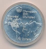 Kanada 1973. 10$ Ag Montreali Olimpia - Világtérkép T:BU Canada 1973. 10 Dollars Ag Montreal Olympics - World Map C:BU Krause KM#86.1