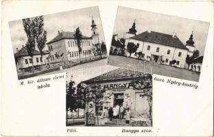 1941 Pilis, M. kir. állami elemi iskola, Báró Nyáry kastély, Hangya Szövetkezet üzlete (EK)