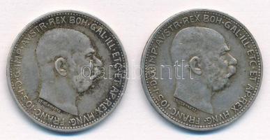 Ausztria 1915-1916. 1K Ag Ferenc József (2xklf) T:2 Austria 1915-1916. 1 Corona Ag Franz Joseph (2xdiff) C:XF