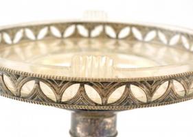 Ezüst (Ag.) szecessziós aufsatz, eredeti csiszolt üvegbetéttel (karcolásokkal), jelzett, nettó: 312 ...