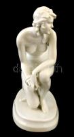Zsolnay Zsuzsanna (térdelő női akt), fehér mázas, jelzett, hibátlan, m: 22,5 cm