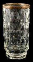 Ólomkristály váza ezüst (Ag.) peremmel, jelzett, metszett, karcolásokkal, m: 28 cm