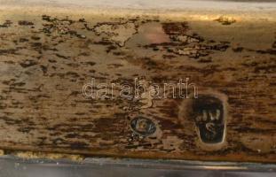 Ólomkristály váza ezüst (Ag.) peremmel, jelzett, metszett, karcolásokkal, m: 28 cm