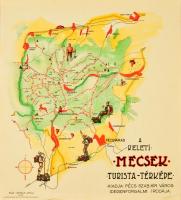 1939 A Keleti-Mecsek színes turistatérképe, Kiadja Pécs Szab kir. város idegenforgalmi hivatala. Rajz: Kovács Attila. Klösz nyomda. 31x34 cm