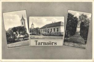 1936 Tarnaörs, Római katolikus templom és iskola, Hősök szobra, emlékmű. Hangya Szövetkezet kiadása (EK)