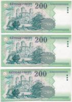 1998. 200Ft (3x) sorszámkövetők "FA 8739020 - FA 8739022" sorszámmal T:I 
Hungary 1998. 2...