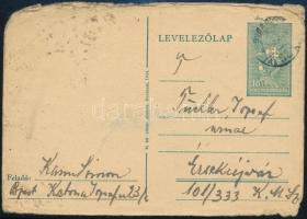 1944 Munkaszolgálatos tábori postai levelezőlapja