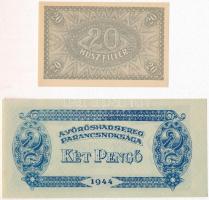 1920. 20f "09" + 1944. 2P "A Vöröshadsereg Parancsoksága" T:I