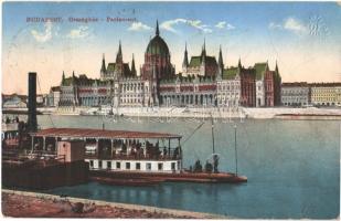 1915 Budapest V. Országház, gőzhajó (Rb)