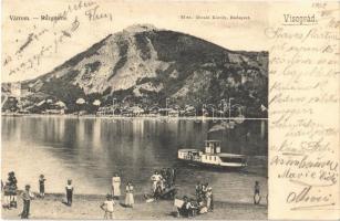 1902 Visegrád, vár, Duna-part a VIGADÓ átkelő csavargőzössel. Divald Károly 22. sz. (EK)