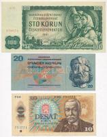Csehszlovákia 1961. 100K + 1970. 20K + 1986. 10K T:III Czechoslovakia 1961. 100 Korun + 1970. 20 Korun + 1986. 10 Korun C:F