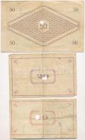 Pápa 1919. május 8. "Pápai csekk" 10K + 20K + 50K mind lyukasztással érvénytelenítve és ov...