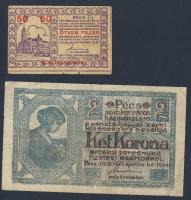 Pécs 1919. pénztárjegy 50f T:IV + 2K T:III